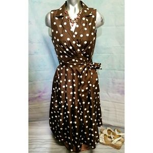 Jessica Howard Size 8 Brown polka dot dress